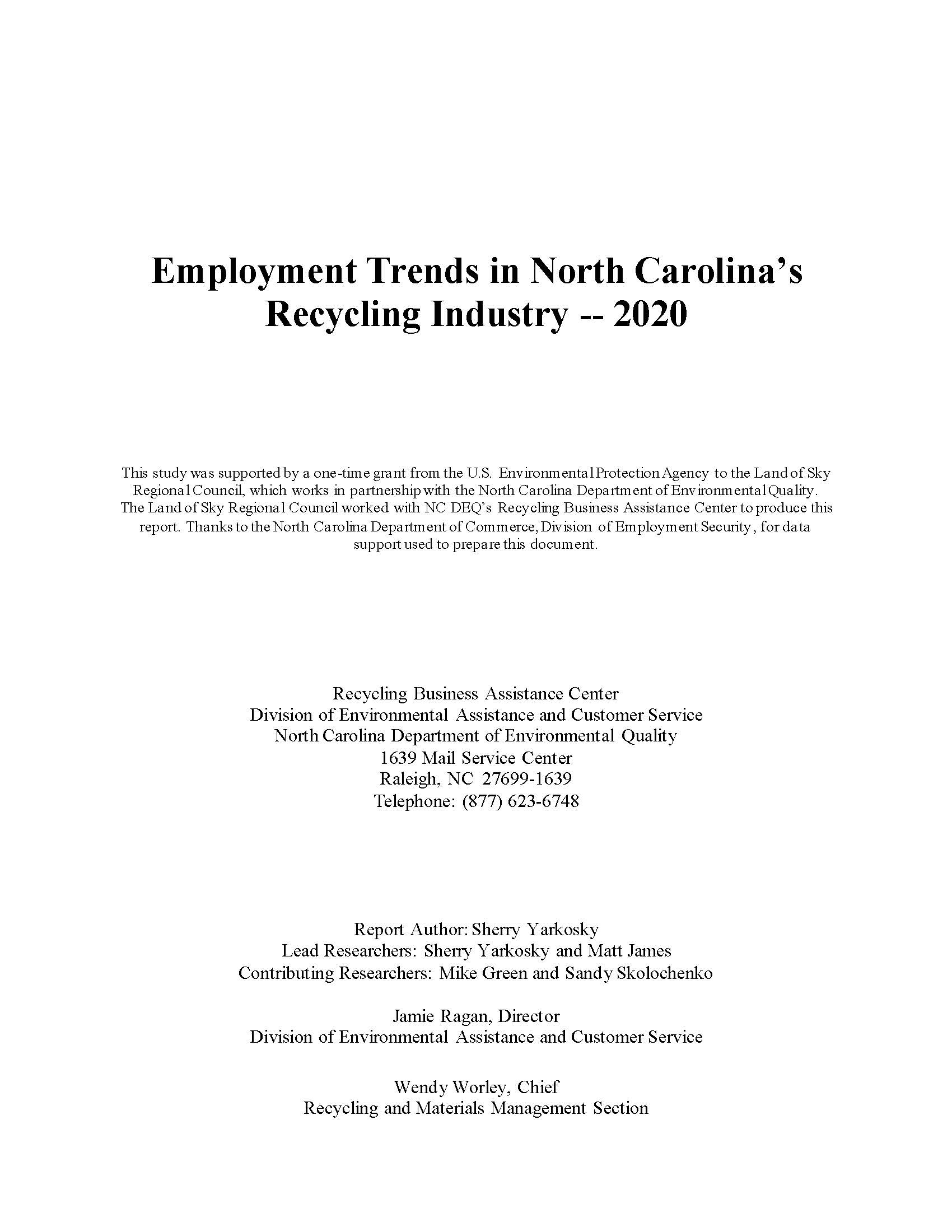 2020 NC Recycling Employment Study Page 02