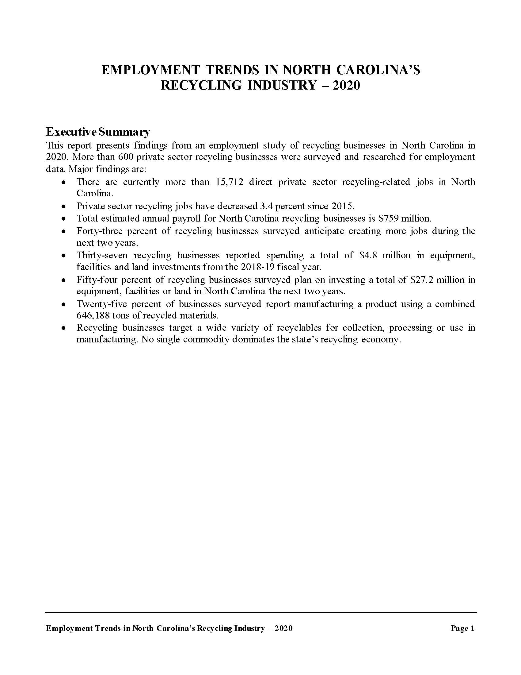 2020 NC Recycling Employment Study Page 04